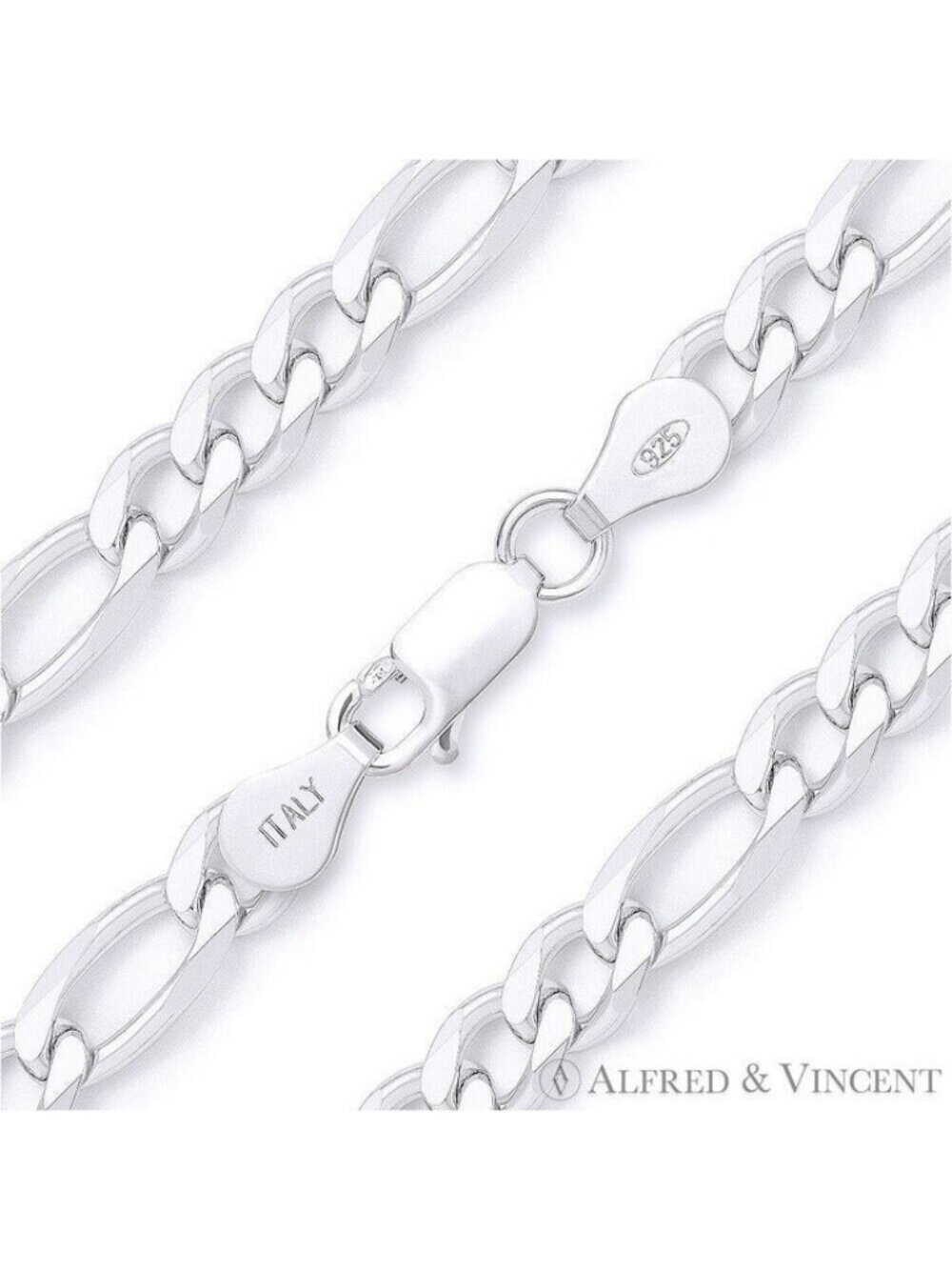 Figaro / Figaroa Link Italian Chain Anklet in Solid .925 Sterling Silver - 9"